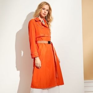 Neon Raglan Sleeve Split Side Trench Coat